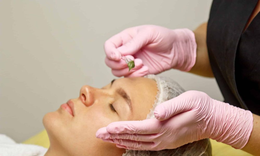 Portrait of a female getting diamond glow deluxe facial | San Carlos IV Bar in San Carlos CA